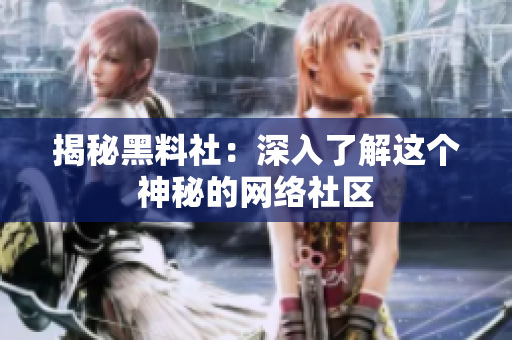 揭秘黑料社：深入了解这个神秘的网络社区