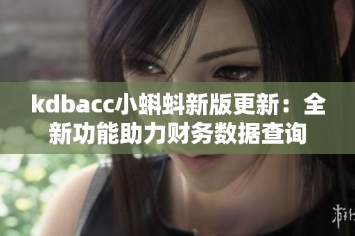 kdbacc小蝌蚪新版更新：全新功能助力财务数据查询