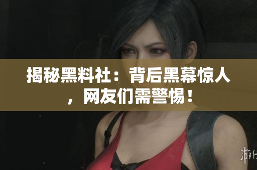 揭秘黑料社：背后黑幕惊人，网友们需警惕！